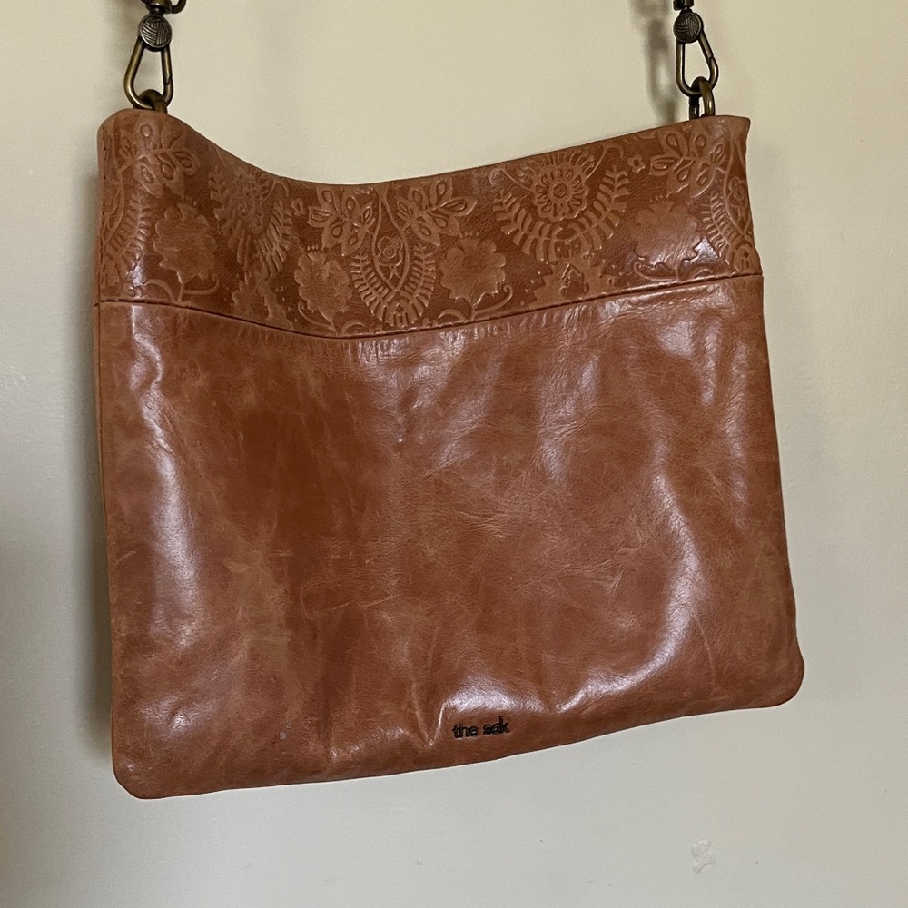 The Sak Tan Floral Embossed Shoulder Bag
